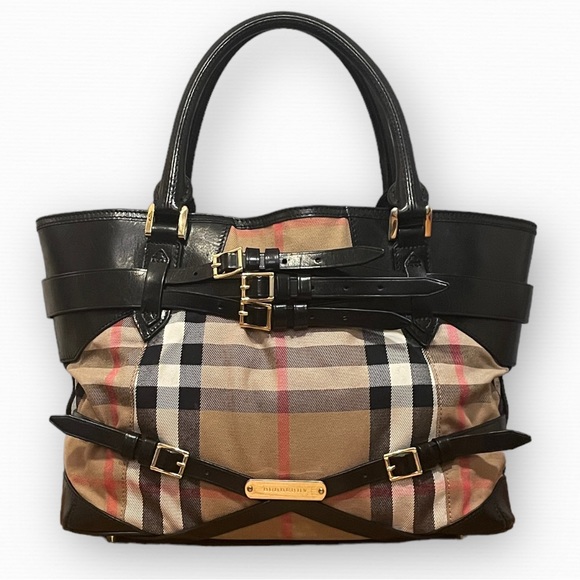 Burberry Handbags - LIKE NEW! Burberry Black House Check Canvas & Leather Medium Bridle Lynher Tote